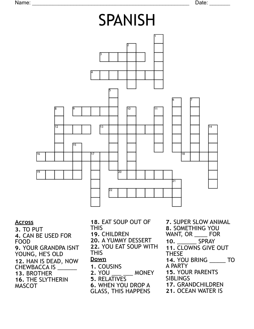 SPANISH Crossword