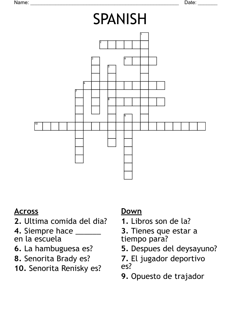 SPANISH Crossword