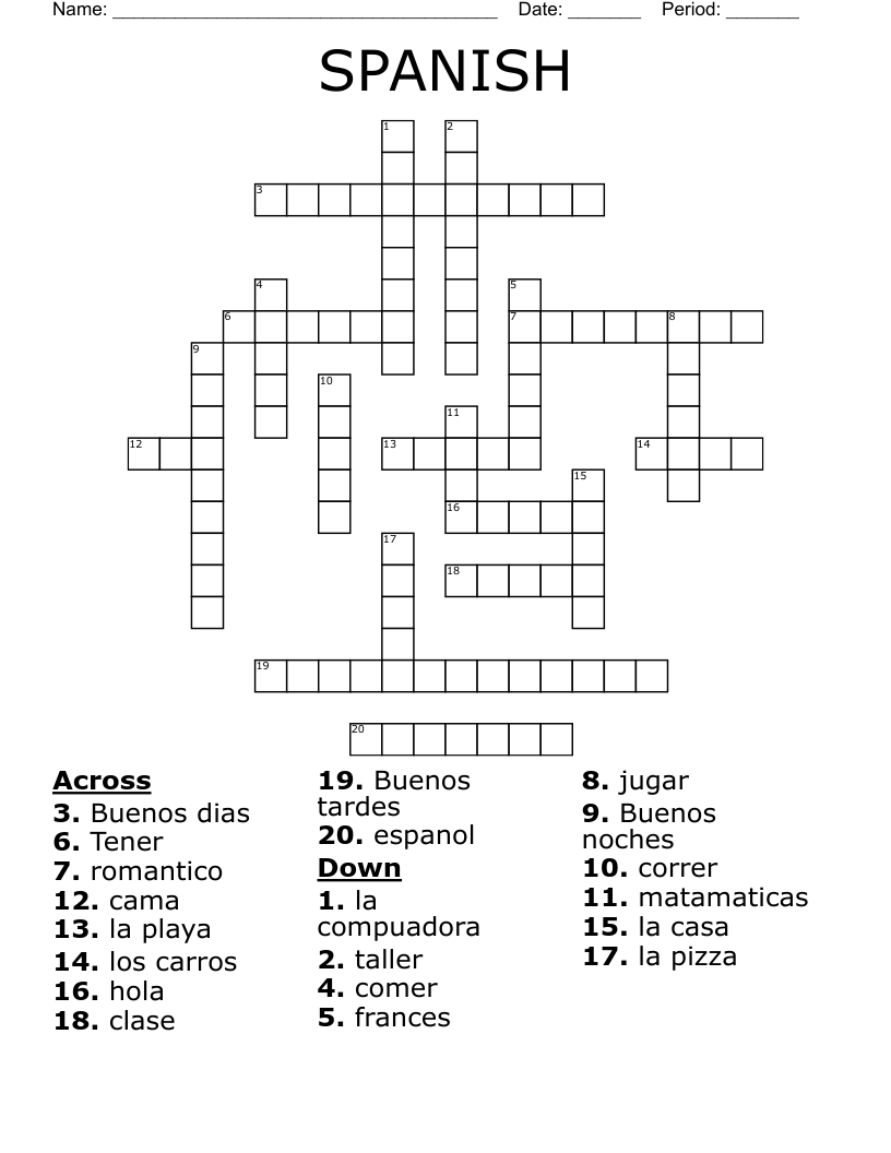 SPANISH Crossword