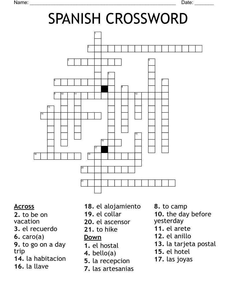 SPANISH CROSSWORD