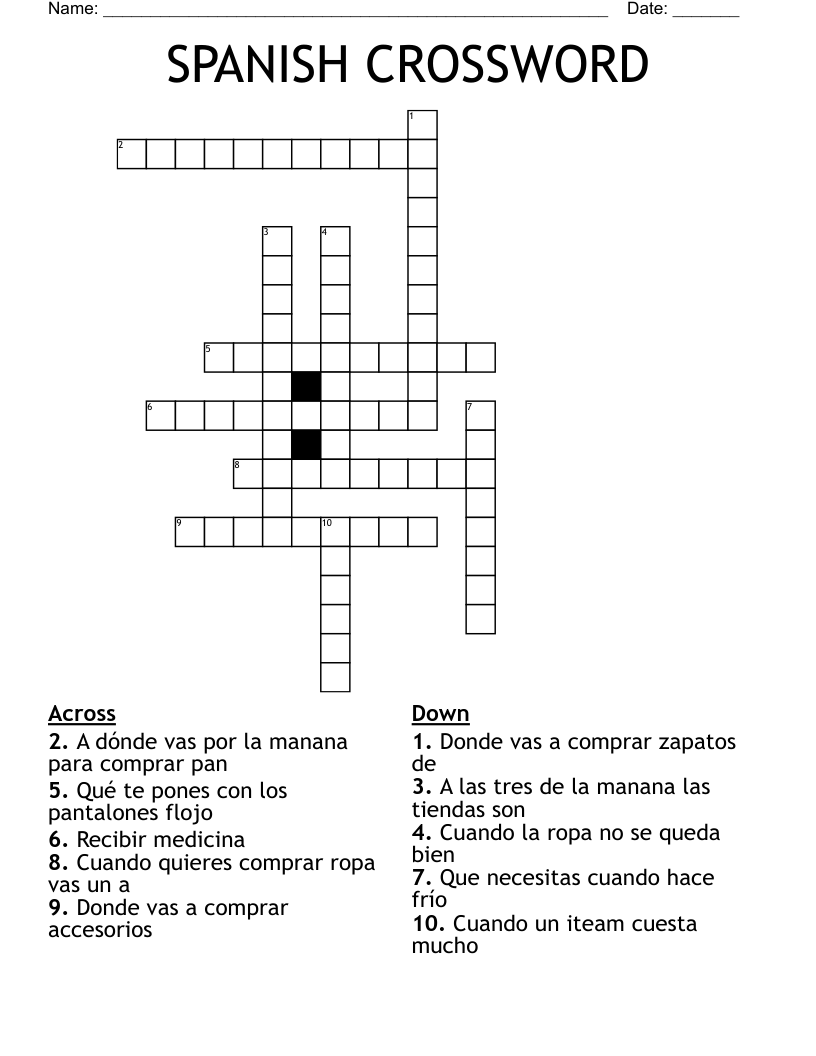 SPANISH CROSSWORD 