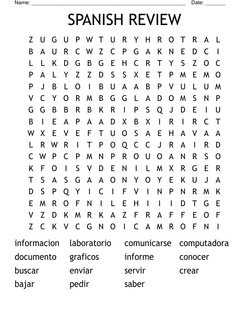 SPANISH REVIEW Word Search