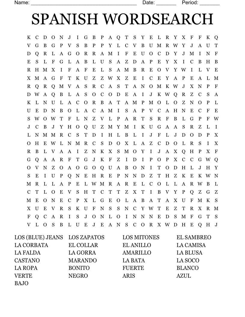 SPANISH WORDSEARCH