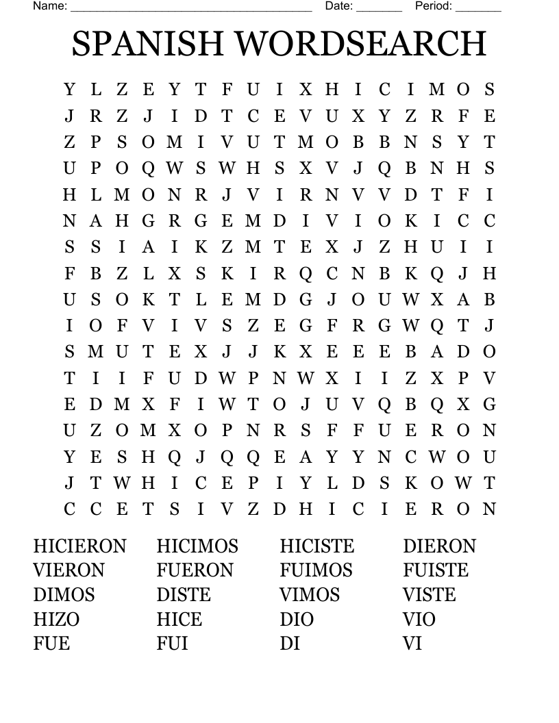 SPANISH WORDSEARCH
