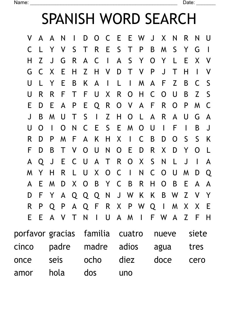 SPANISH WORD SEARCH