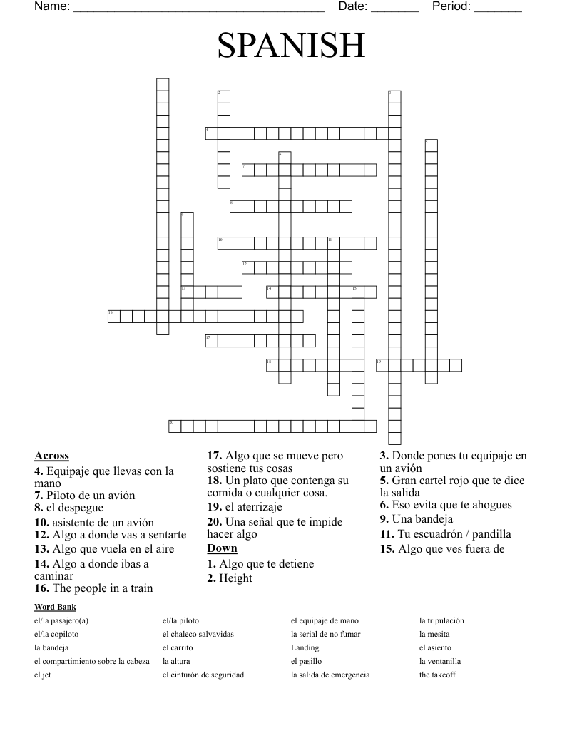 SPANISH  Crossword