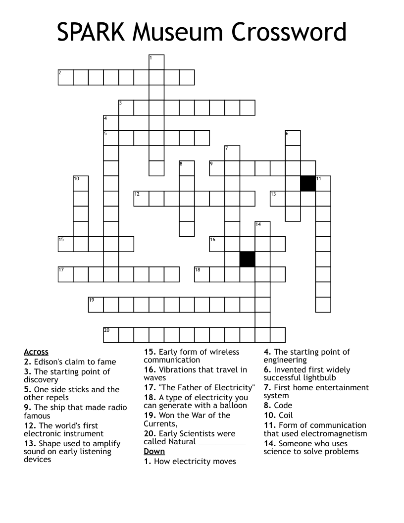 SPARK Museum Crossword