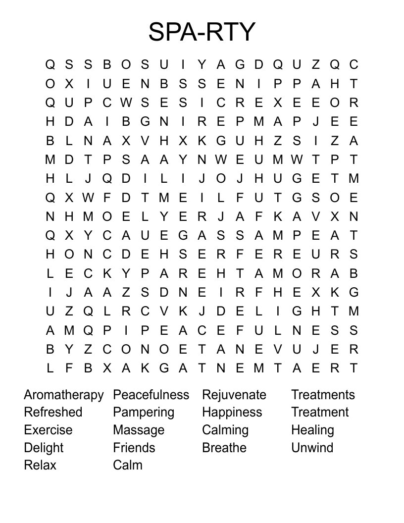 SPA-RTY Word Search