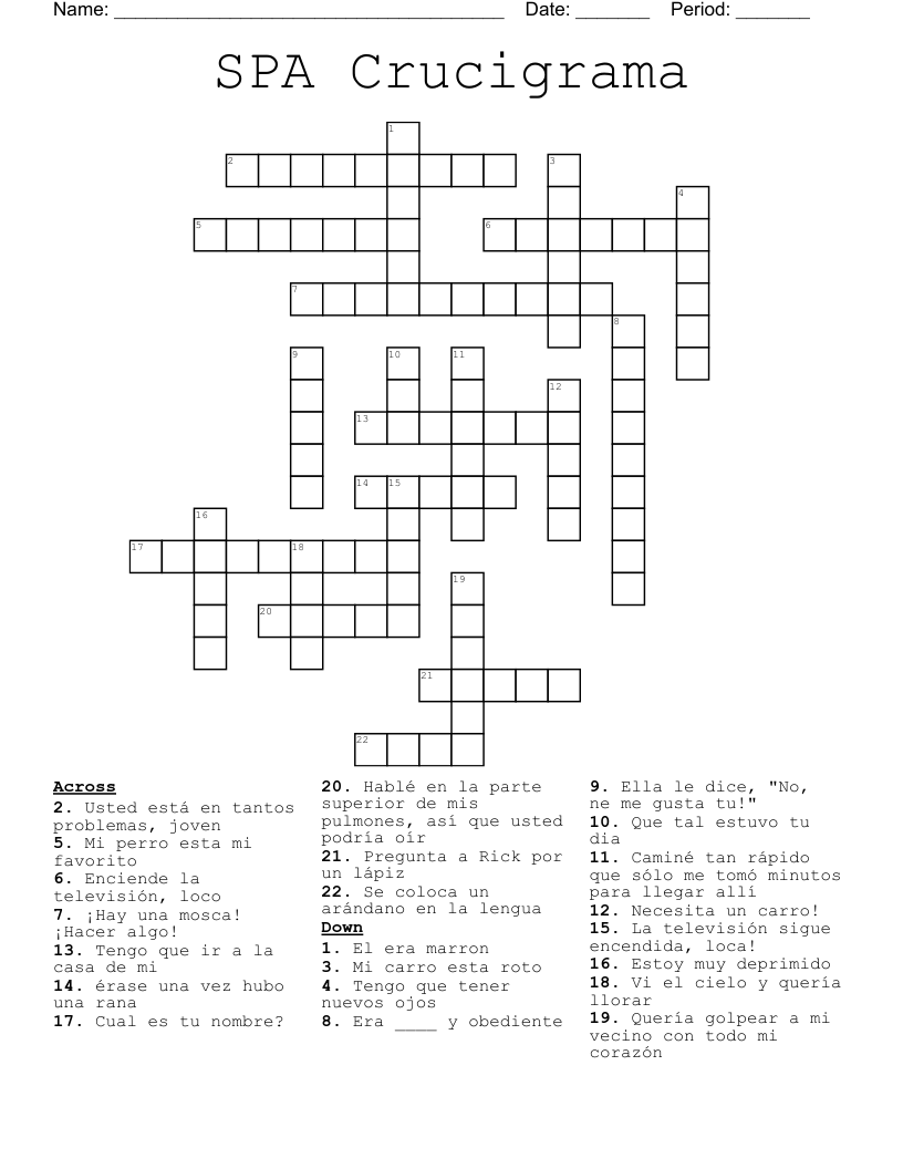 SPA Crucigrama Crossword