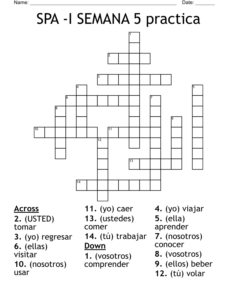 SPA -I SEMANA 5 practica Crossword