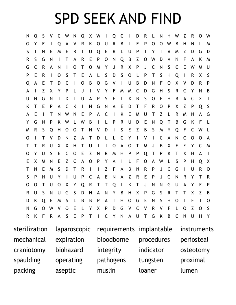 SPD SEEK AND FIND Word Search