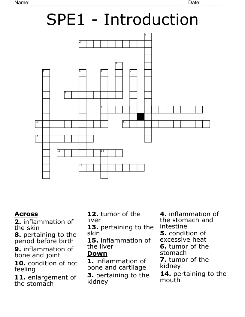 SPE1 - Introduction Crossword