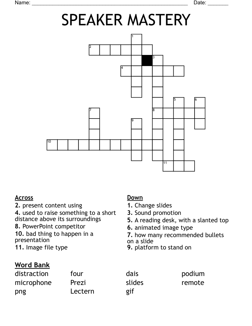 SPEAKER MASTERY Crossword