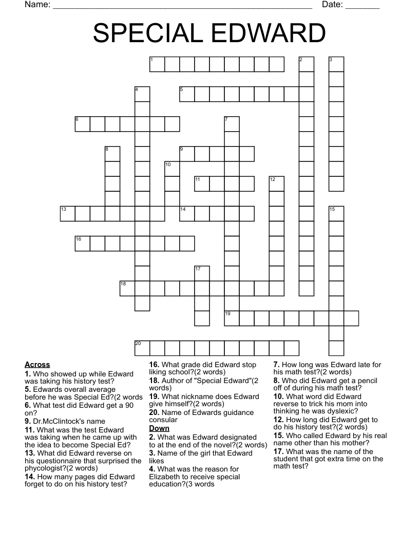 SPECIAL EDWARD Crossword