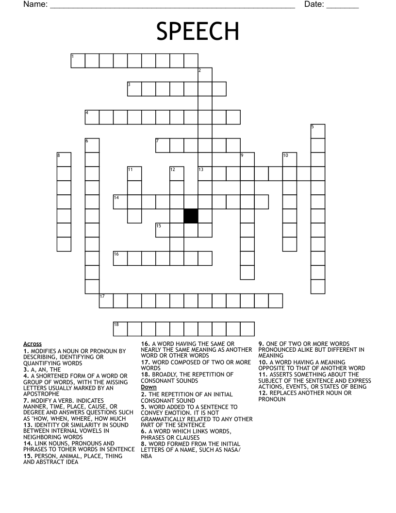 SPEECH Crossword