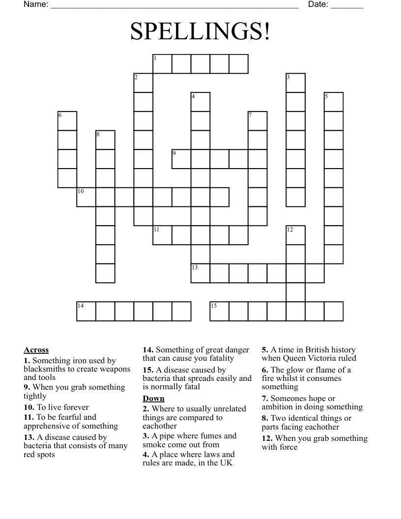 SPELLINGS! Crossword