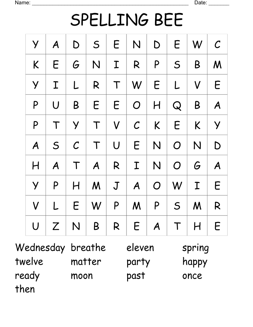 SPELLING BEE Word Search