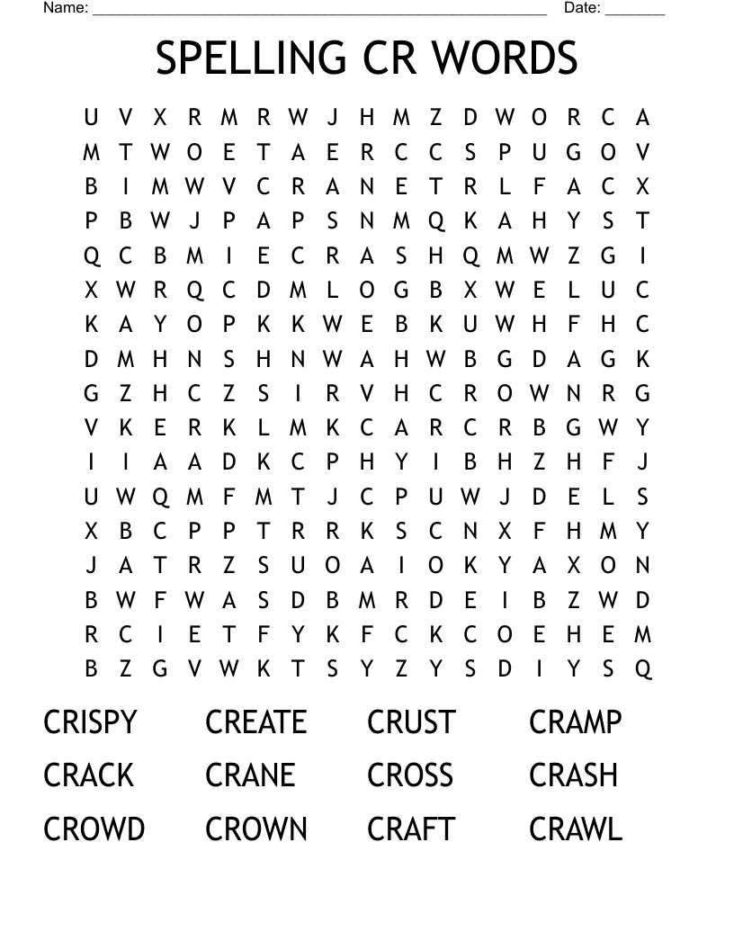SPELLING CR WORDS Word Search
