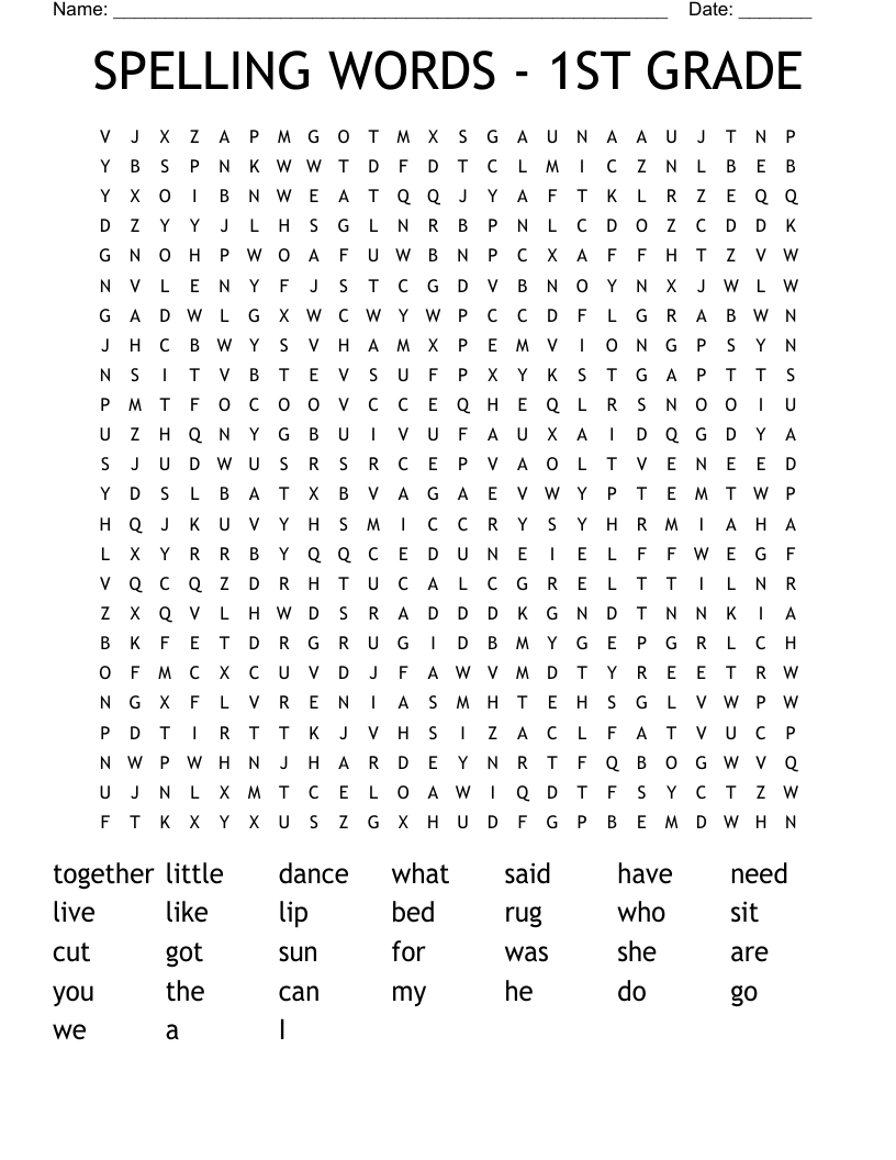 SPELLING WORDS - 1ST GRADE Word Search