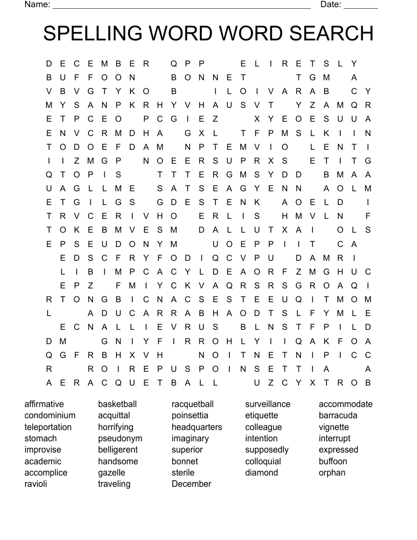 SPELLING WORD WORD SEARCH