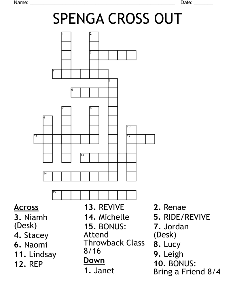 SPENGA CROSS OUT Crossword