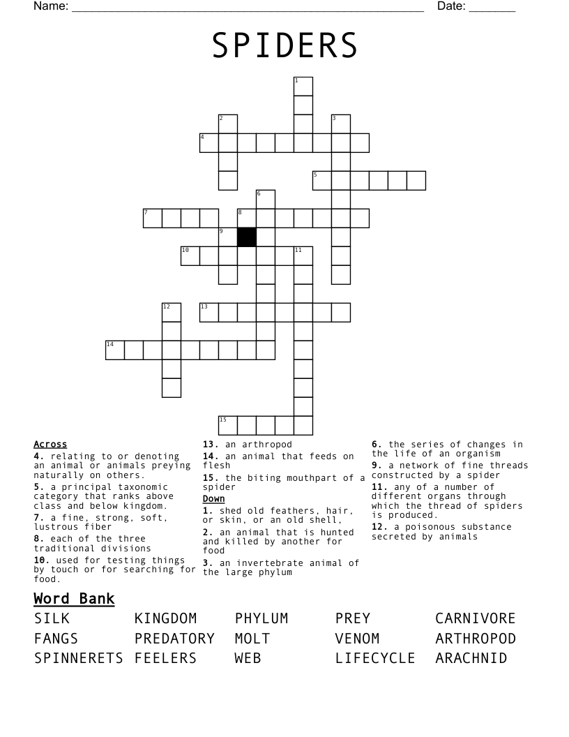 SPIDERS Crossword