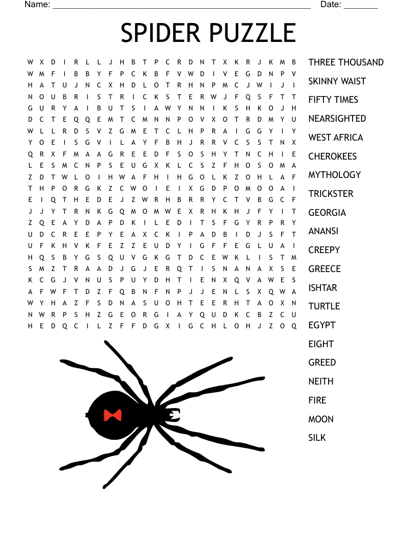 SPIDER PUZZLE Word Search