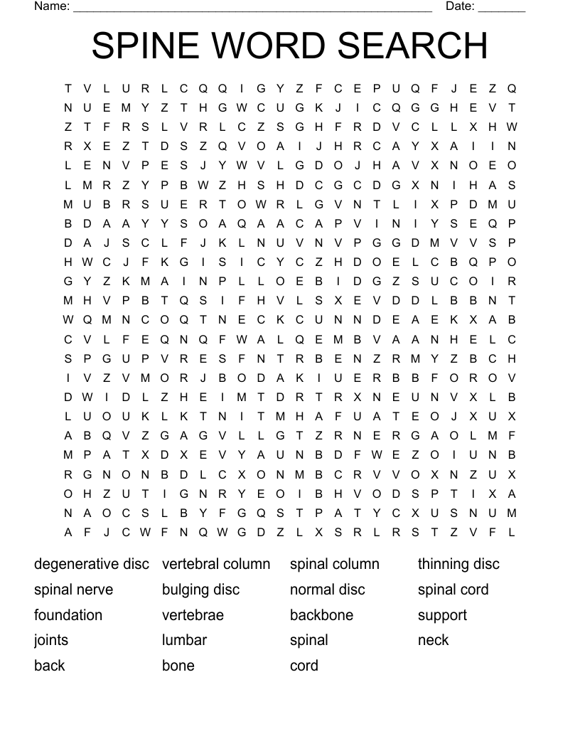 SPINE WORD SEARCH