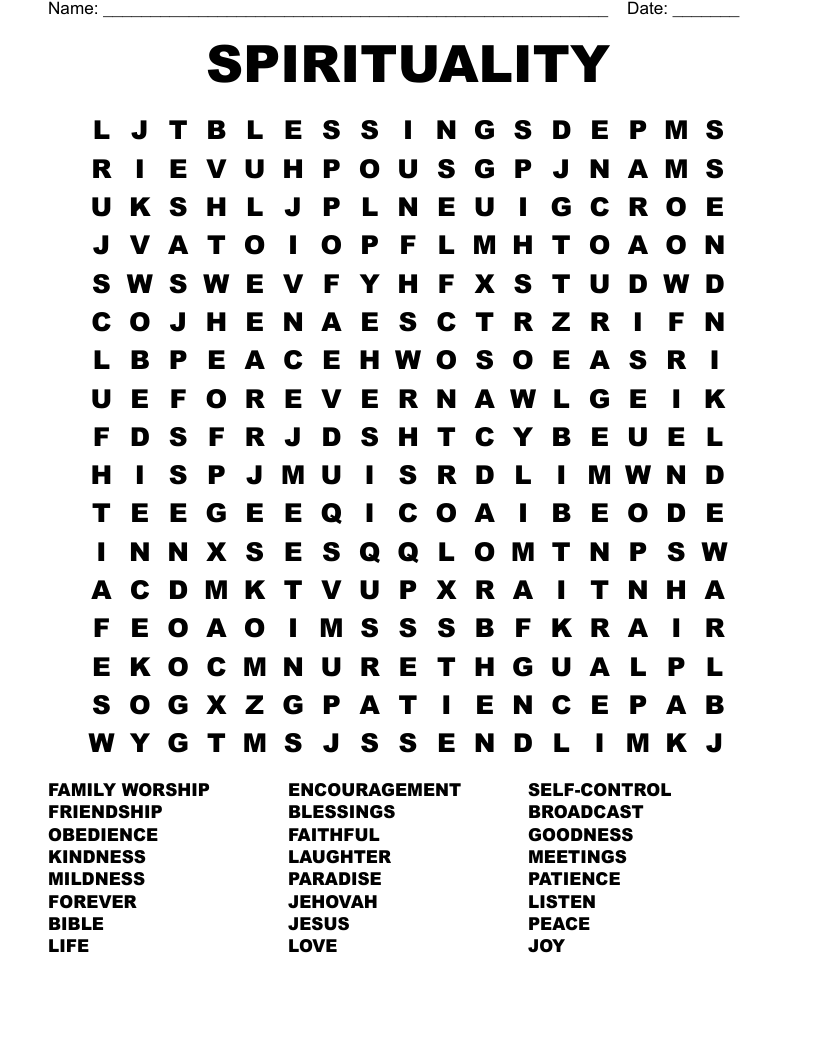 SPIRITUALITY Word Search