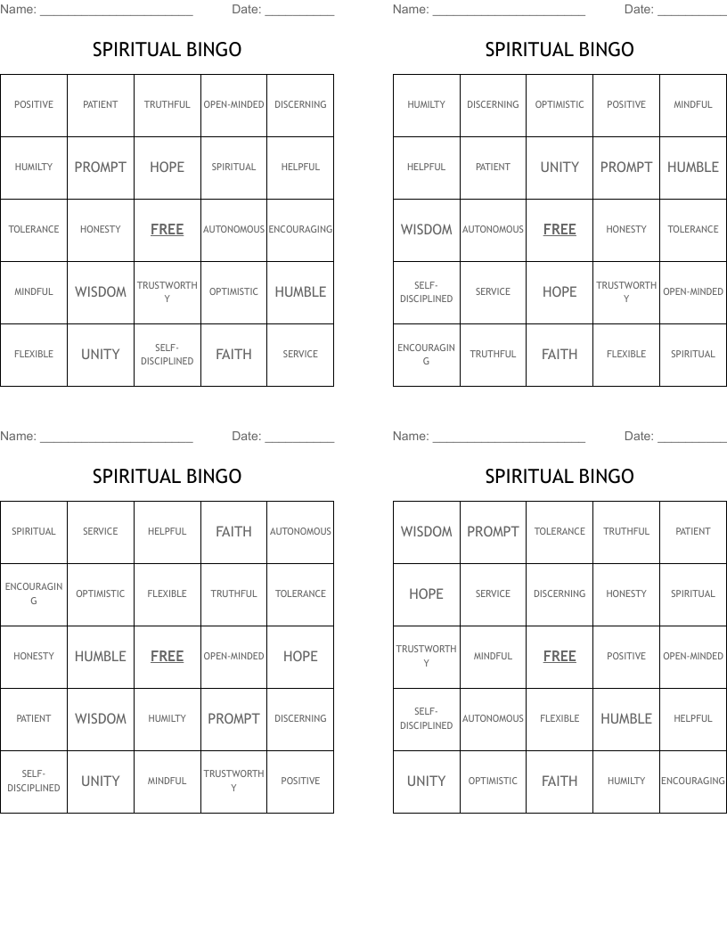 SPIRITUAL BINGO
