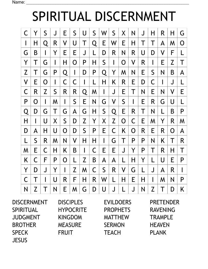 SPIRITUAL DISCERNMENT Word Search