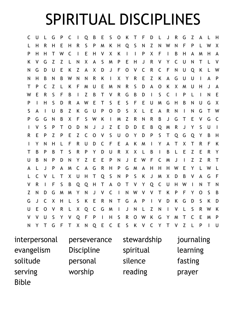 SPIRITUAL DISCIPLINES Word Search