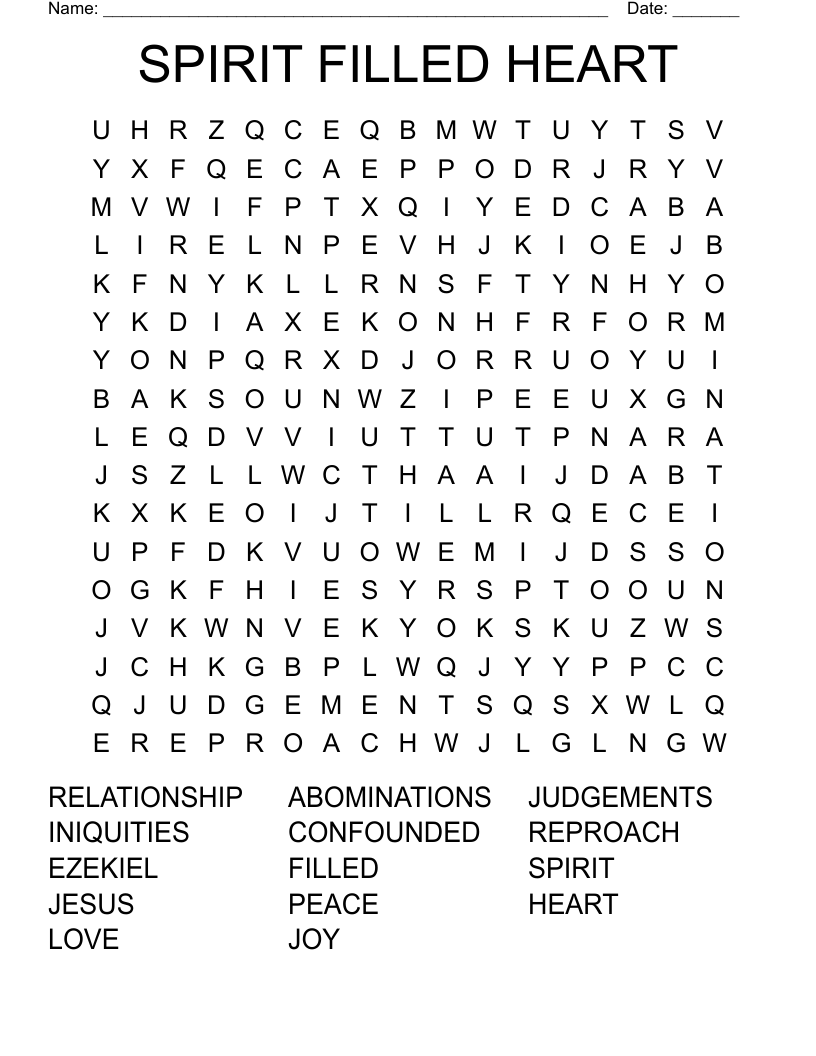 SPIRIT FILLED HEART Word Search