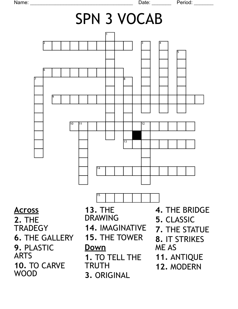 SPN 3 VOCAB  Crossword