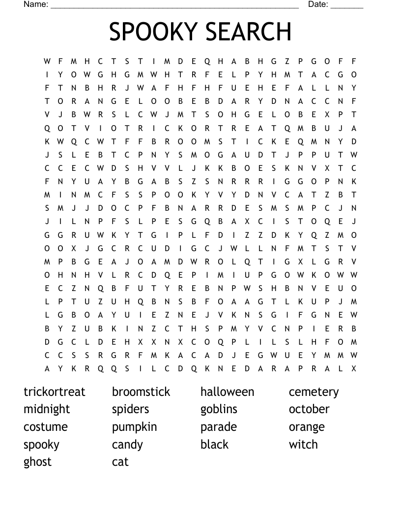 SPOOKY SEARCH Word Search