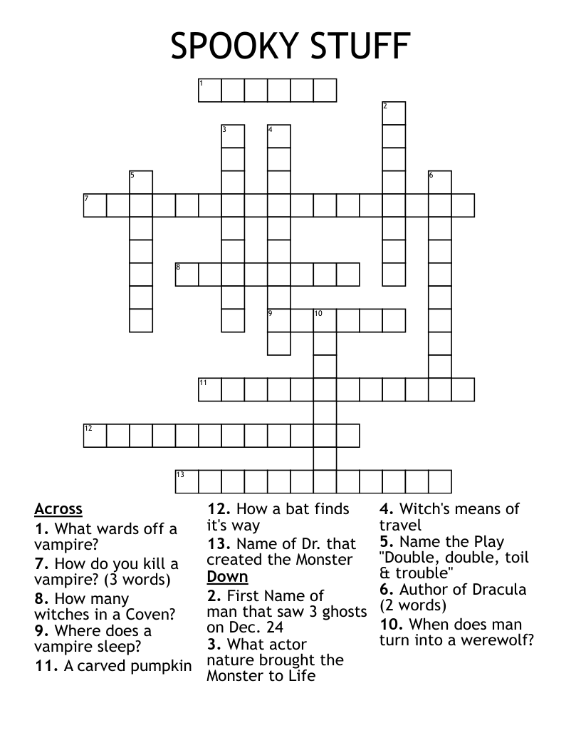 SPOOKY STUFF Crossword