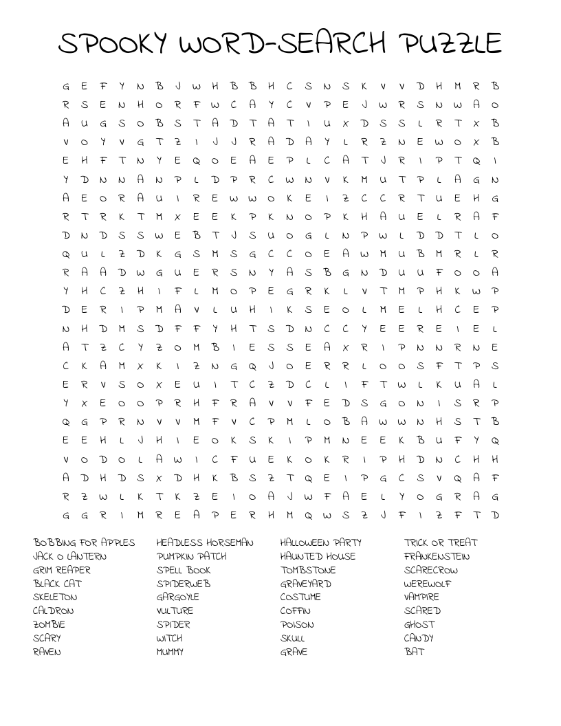 SPOOKY WORD-SEARCH PUZZLE Word Search