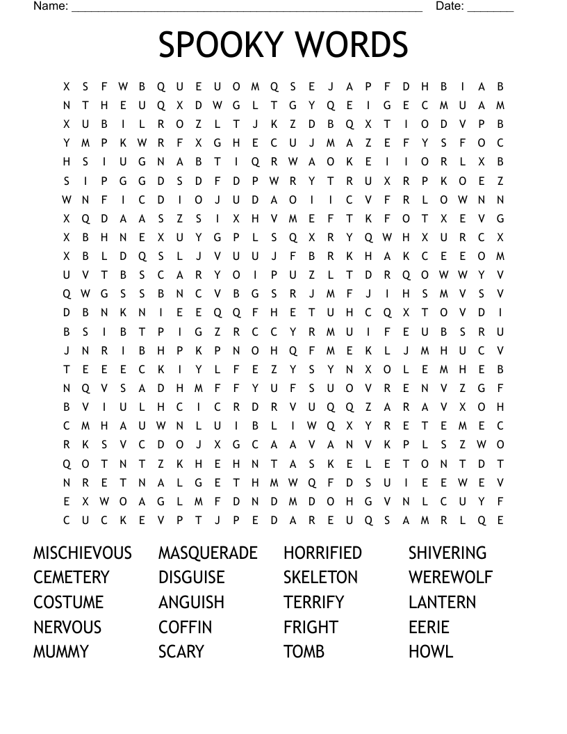 SPOOKY WORDS Word Search