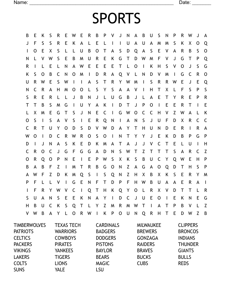 SPORTS Word Search