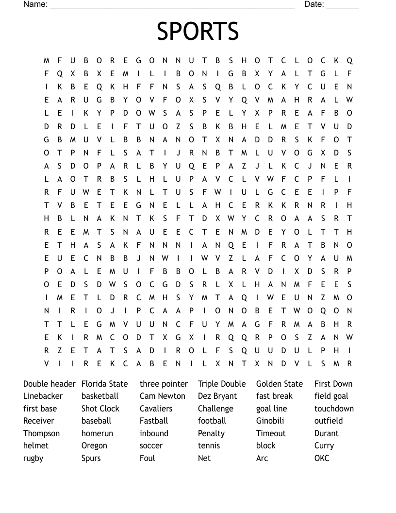 SPORTS Word Search