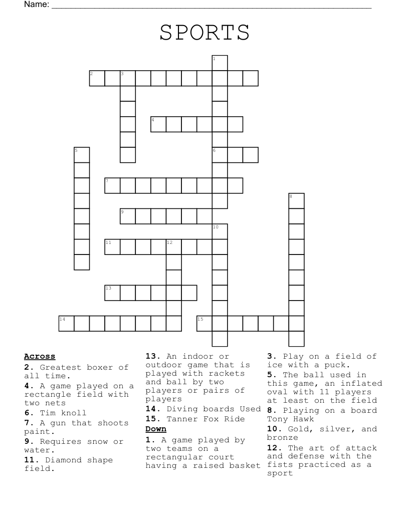 SPORTS Crossword