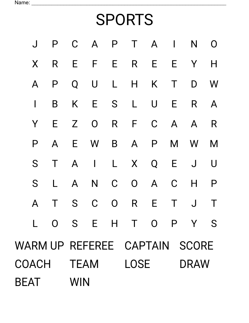 SPORTS Word Search