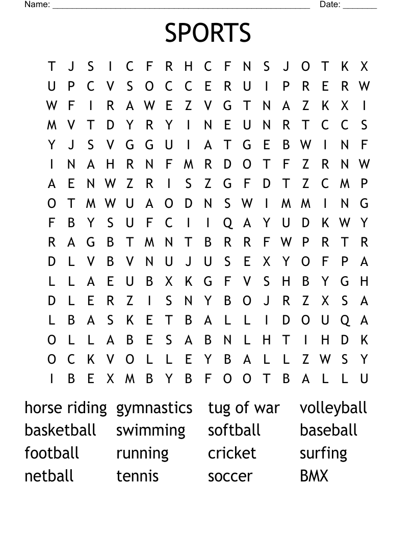 SPORTS Word Search