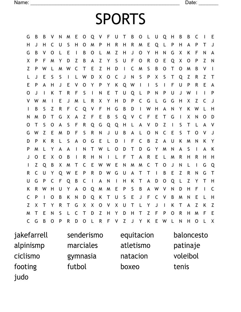 SPORTS Word Search
