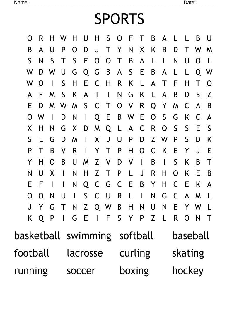 SPORTS Word Search