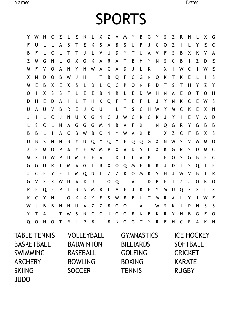 SPORTS Word Search