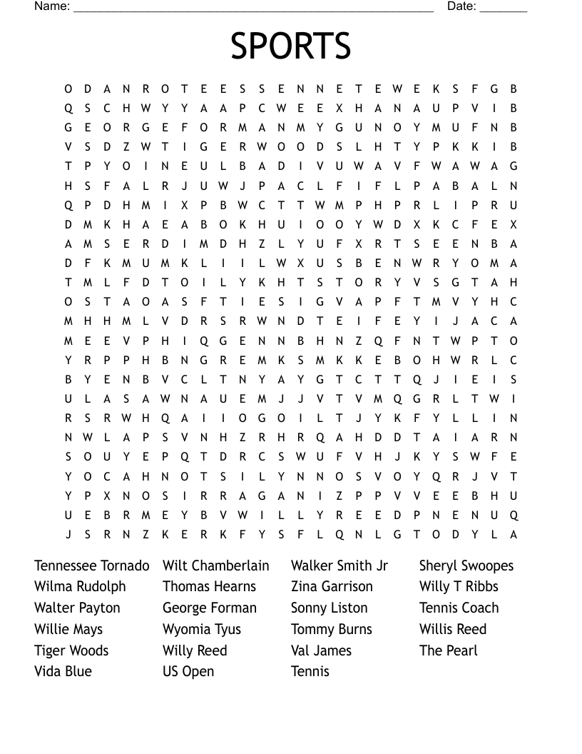 SPORTS Word Search