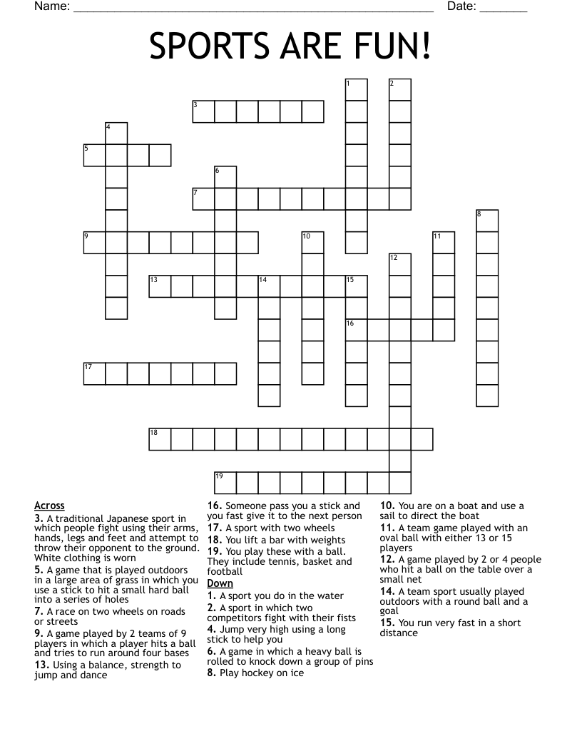 SPORTS ARE FUN! Crossword