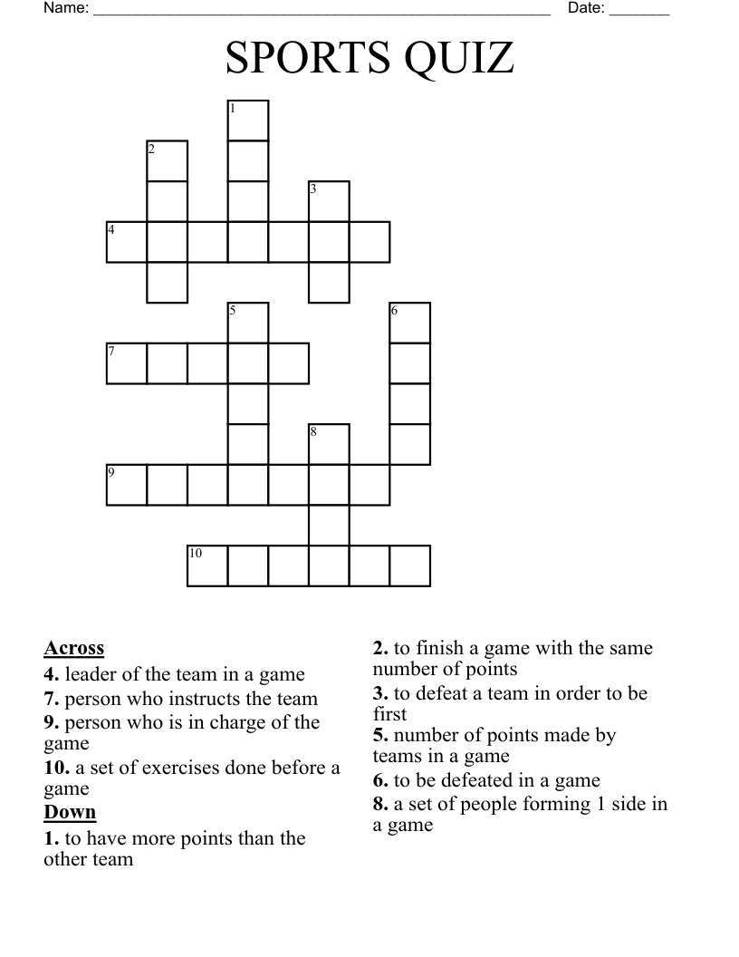 SPORTS QUIZ Crossword