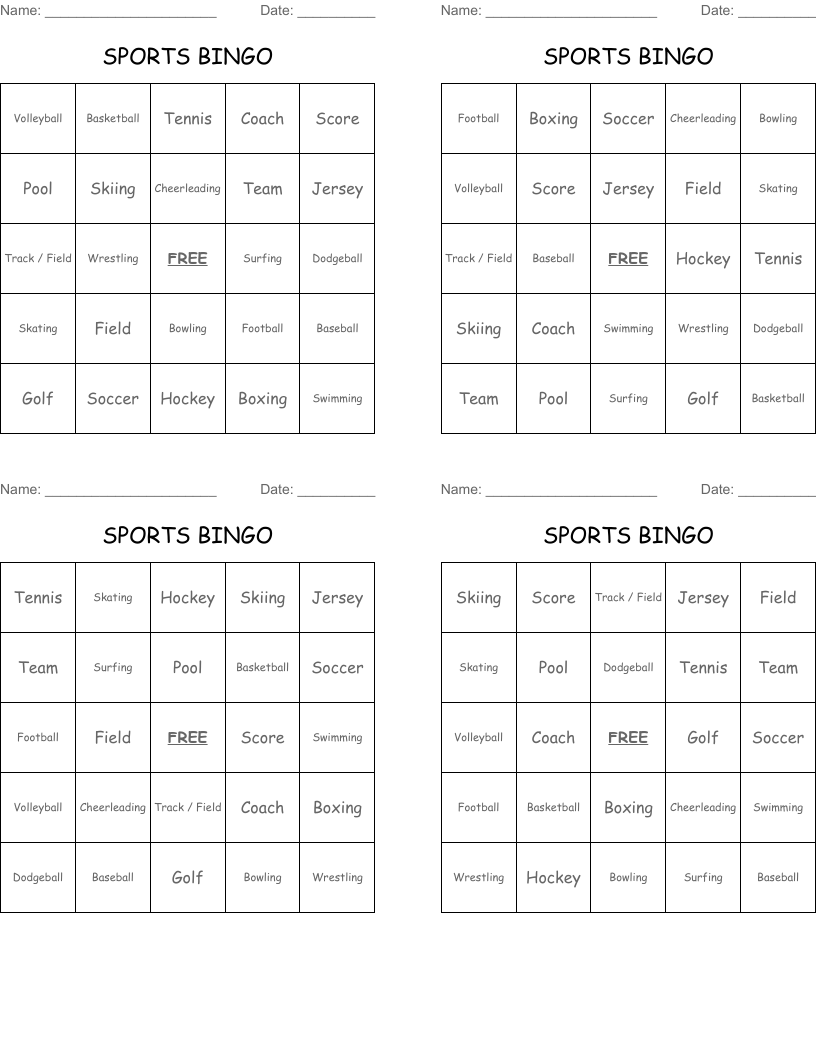 SPORTS     BINGO